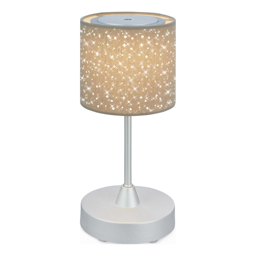 Brilo - LED Stmívatelná nabíjecí venkovní stolní lampa LOLE LED/3W/5V 2000mAh IP44 stříbrná/béžová