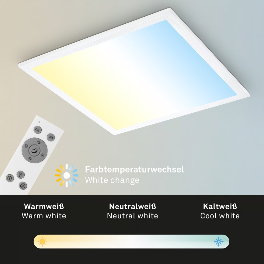 Brilo - LED Stmívatelné stropní svítidlo LED/21W/230V 3000-6500K 38x38 cm bílá + dálkové ovládání
