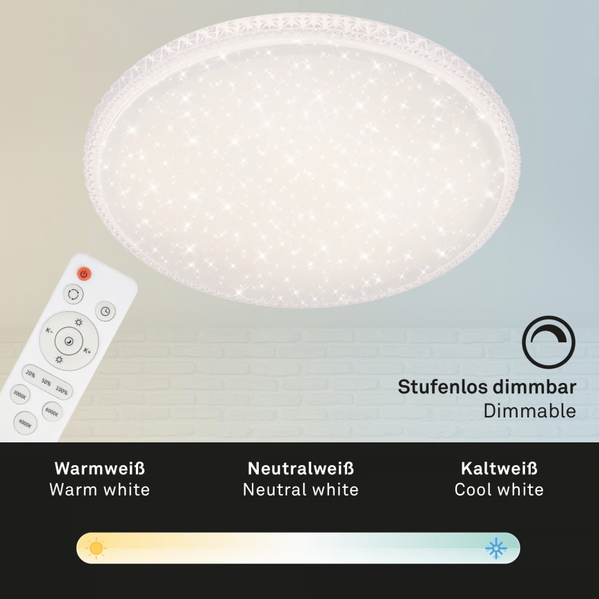 Brilo - LED Stmívatelné stropní svítidlo LED/48W/230V 3000/4000/6500K pr. 60 cm + dálkové ovládání