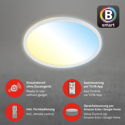 Brilo - LED Stmívatelné stropní svítidlo SLIM LED/22W/230V 2700-6500K Wi-Fi Tuya + dálkové ovládání