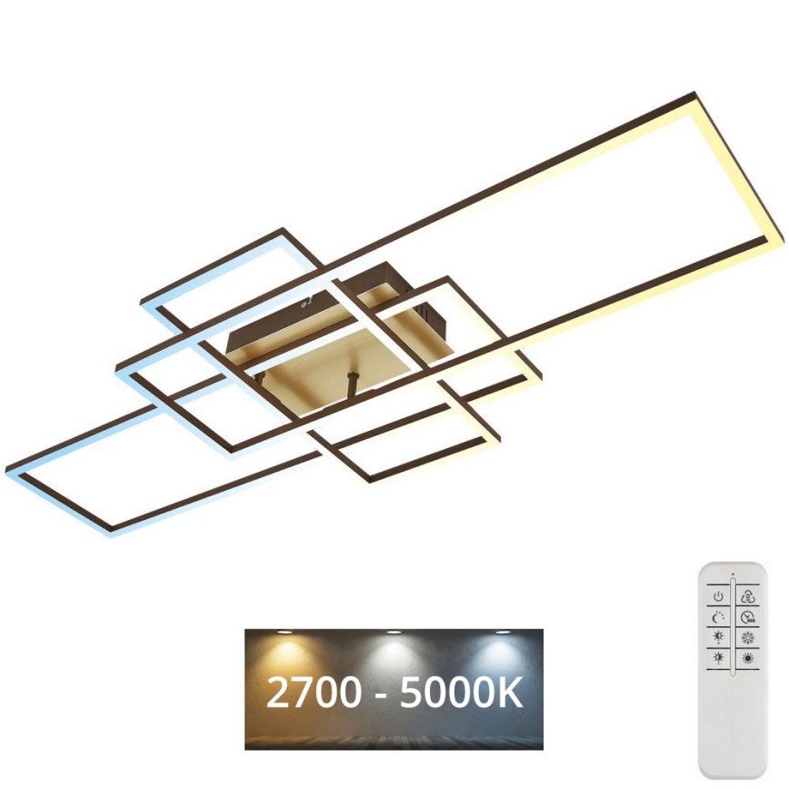 Brilo - LED Stmívatelný přisazený lustr FRAME LED/51W/230V 2700-5000K hnědá/zlatá + dálkové ovládání