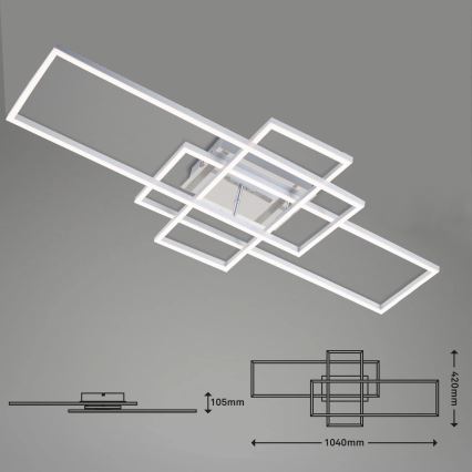 Brilo - LED Stmívatelný přisazený lustr FRAME LED/51W/230V 2700-5000K chrom + dálkové ovládání