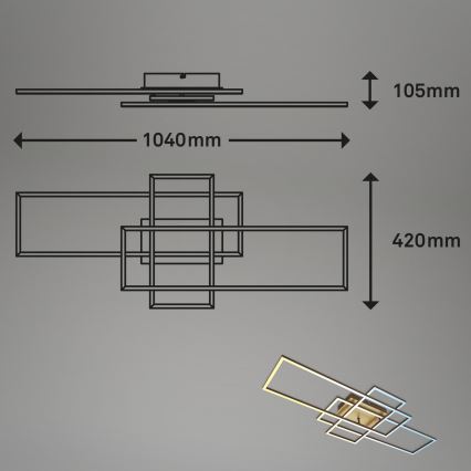 Brilo - LED Stmívatelný přisazený lustr FRAME LED/51W/230V 2700-5000K hnědá/zlatá + dálkové ovládání