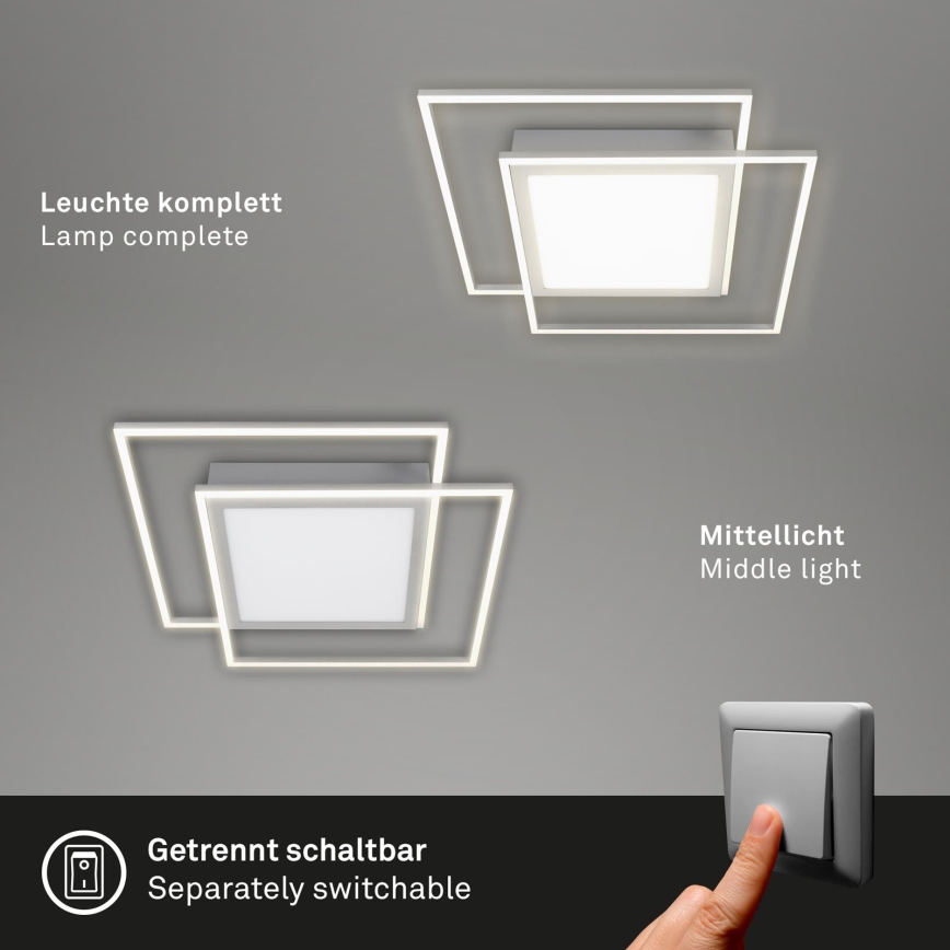 Brilo - LED Stropní svítidlo 2xLED/16W/230V + LED/19W 51,5x51,5 cm matný chrom