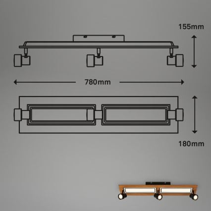 Brilo - LED Stropní svítidlo LED/24W/230V + 3xGU10/9W 3000K