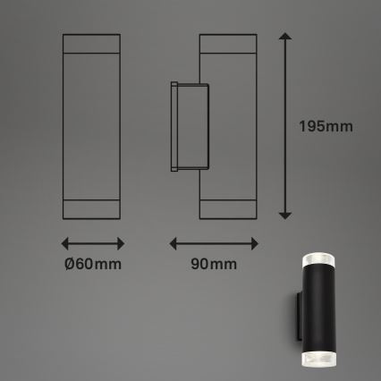 Brilo - LED Venkovní nástěnné svítidlo 2xGU10/4,7W/230V IP44 4000K černá