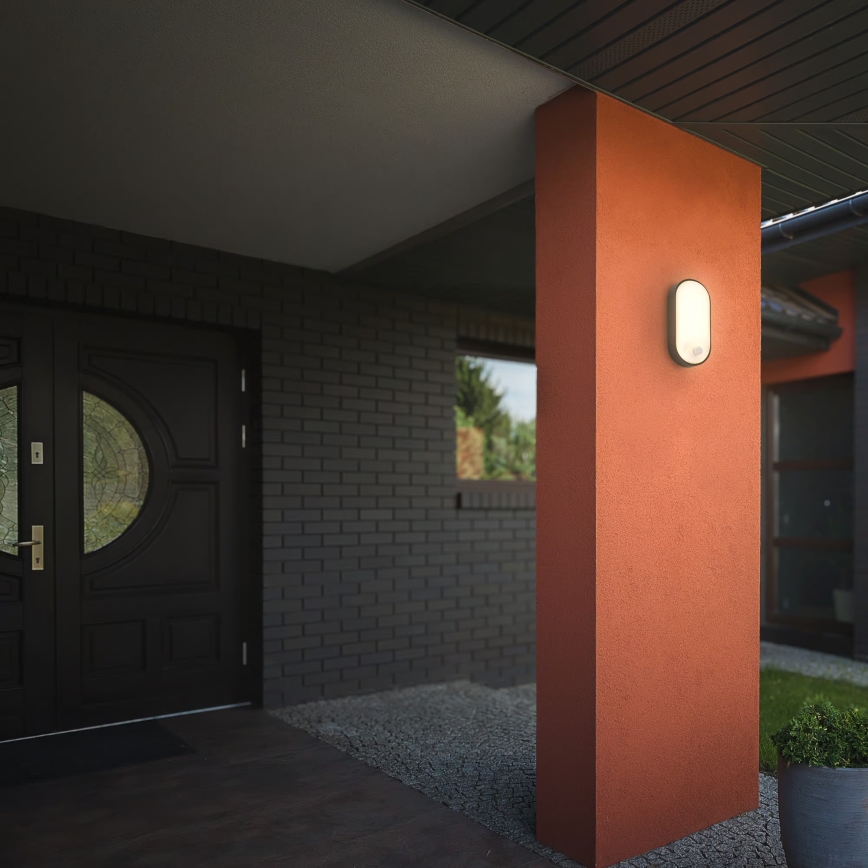 Brilo - LED Venkovní nástěnné svítidlo se senzorem pohybu a soumraku RUCH LED/12W/230V IP65 černá