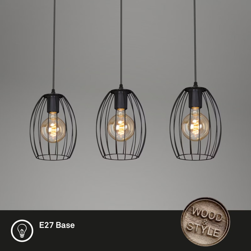 Brilo - Lustr na lanku WAKTU 3xE27/60W/230V kaučukovník