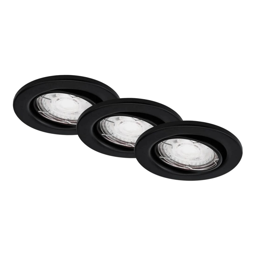 Brilo - SADA 3x LED Koupelnové podhledové svítidlo 1xGU10/5W/230V IP23 černá