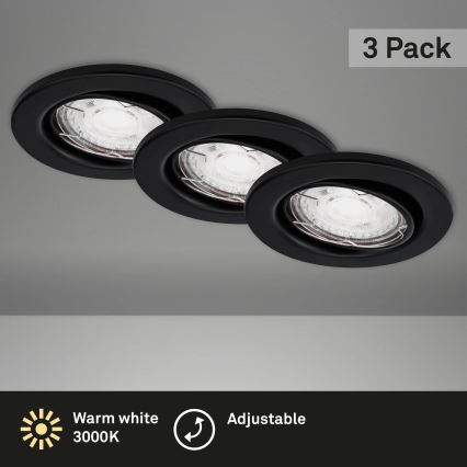 Brilo - SADA 3x LED Koupelnové podhledové svítidlo 1xGU10/5W/230V IP23 černá