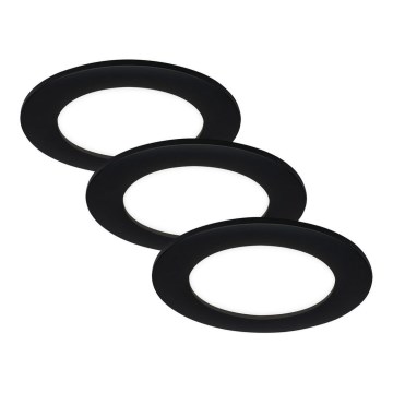 Brilo - SADA 3x LED Koupelnové podhledové svítidlo FLAT LED/6W/230V IP44 černá