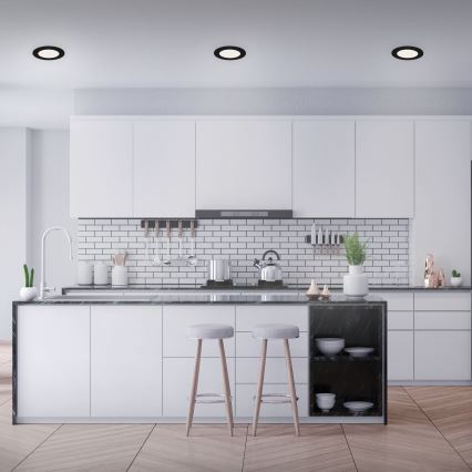 Brilo - SADA 3x LED Koupelnové podhledové svítidlo FLAT LED/6W/230V IP44 černá