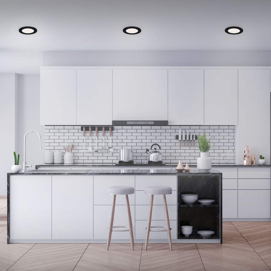 Brilo - SADA 3x LED Koupelnové podhledové svítidlo FLAT LED/6W/230V IP44 černá