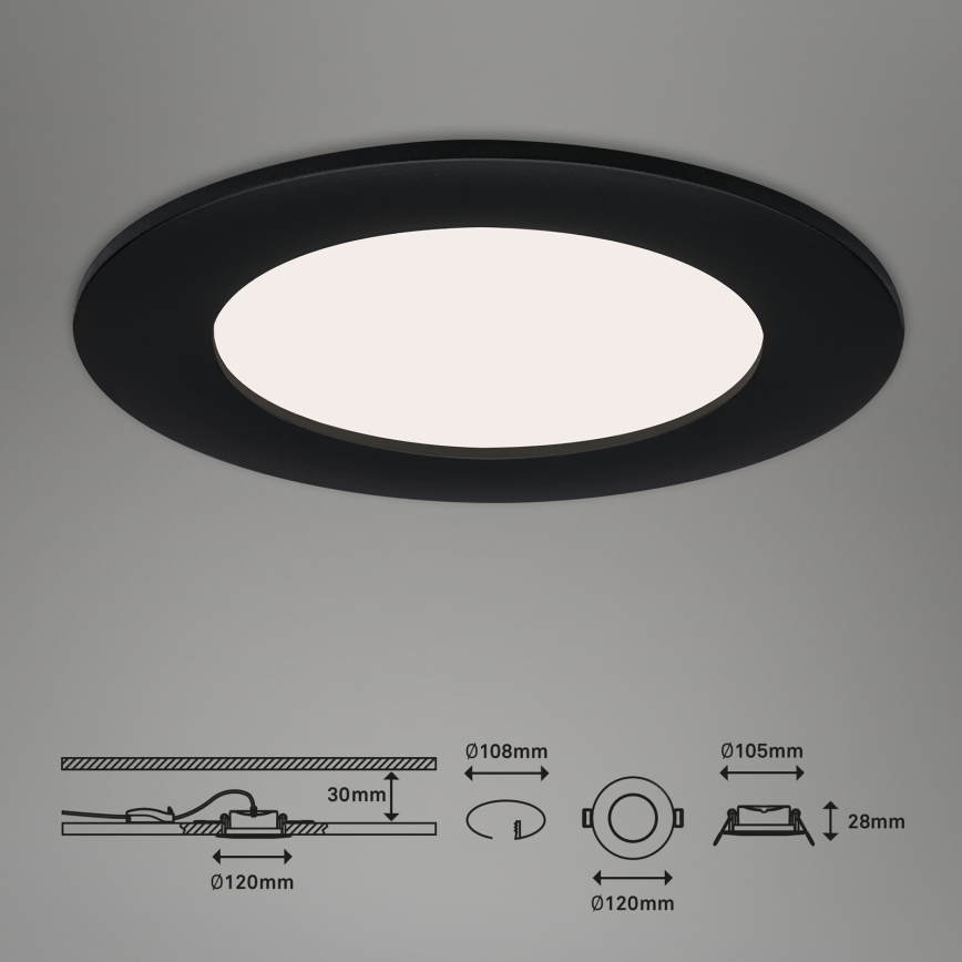 Brilo - SADA 3x LED Koupelnové podhledové svítidlo FLAT LED/6W/230V IP44 černá