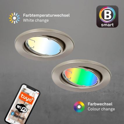 Brilo - SADA 3x LED RGBW Stmívatelné koupelnové svítidlo 1xGU10/4,9W/230V 2700-6500K Wi-Fi Tuya IP23 + dálkové ovládání