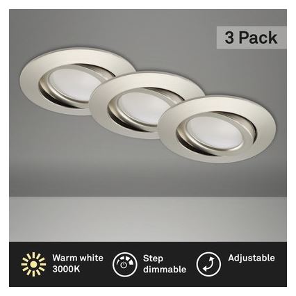 Brilo - SADA 3x LED Stmívatelné koupelnové podhledové svítidlo LED/5W/230V IP23 matný chrom