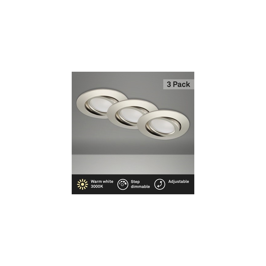 Brilo - SADA 3x LED Stmívatelné koupelnové podhledové svítidlo LED/5W/230V IP23 matný chrom