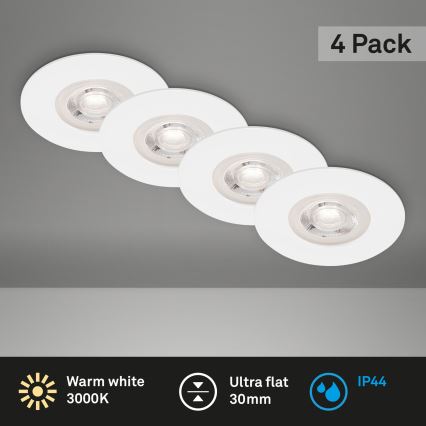 Brilo - SADA 4x LED Koupelnové podhledové svítidlo LED/4,9W/230V IP44 bílá