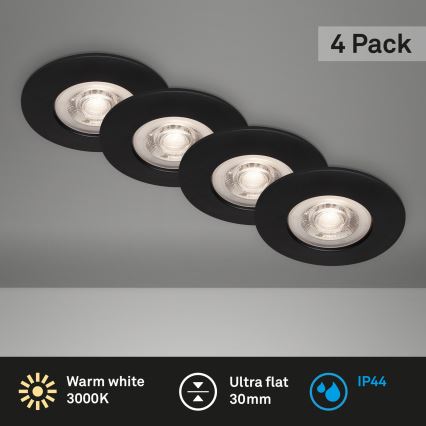 Brilo - SADA 4x LED Koupelnové podhledové svítidlo LED/4,9W/230V IP44 černá