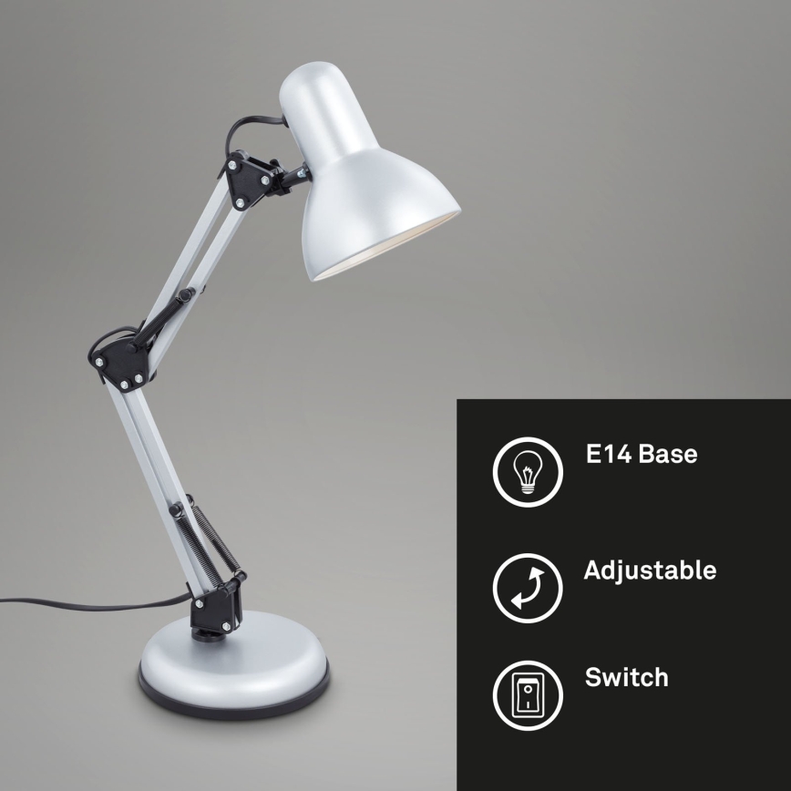 Brilo - Stolní lampa PIXA 1xE14/25W/230V stříbrná