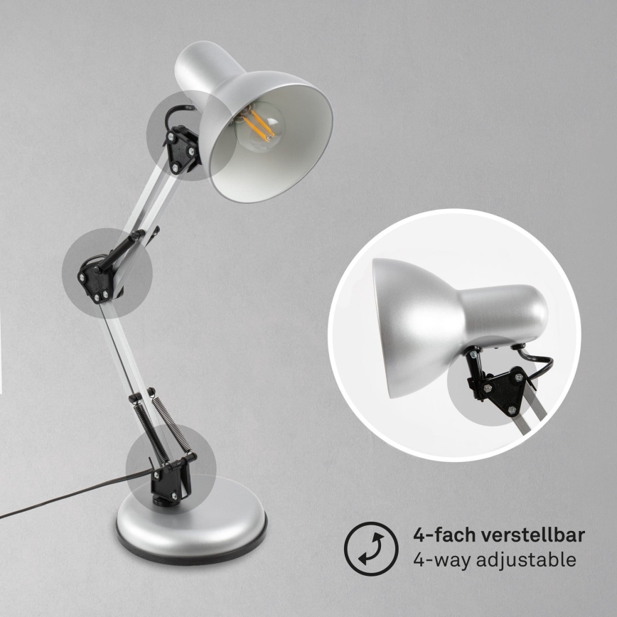 Brilo - Stolní lampa PIXA 1xE14/25W/230V stříbrná