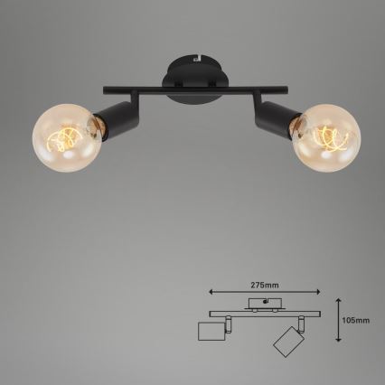 Briloner 10104890 - Bodové svítidlo 2xE27/60W/230V černá