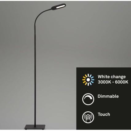 Briloner 1297-015 - LED Stmívatelná flexibilní stojací lampa LED/6,6W/230V 3000K/4000K/6000K