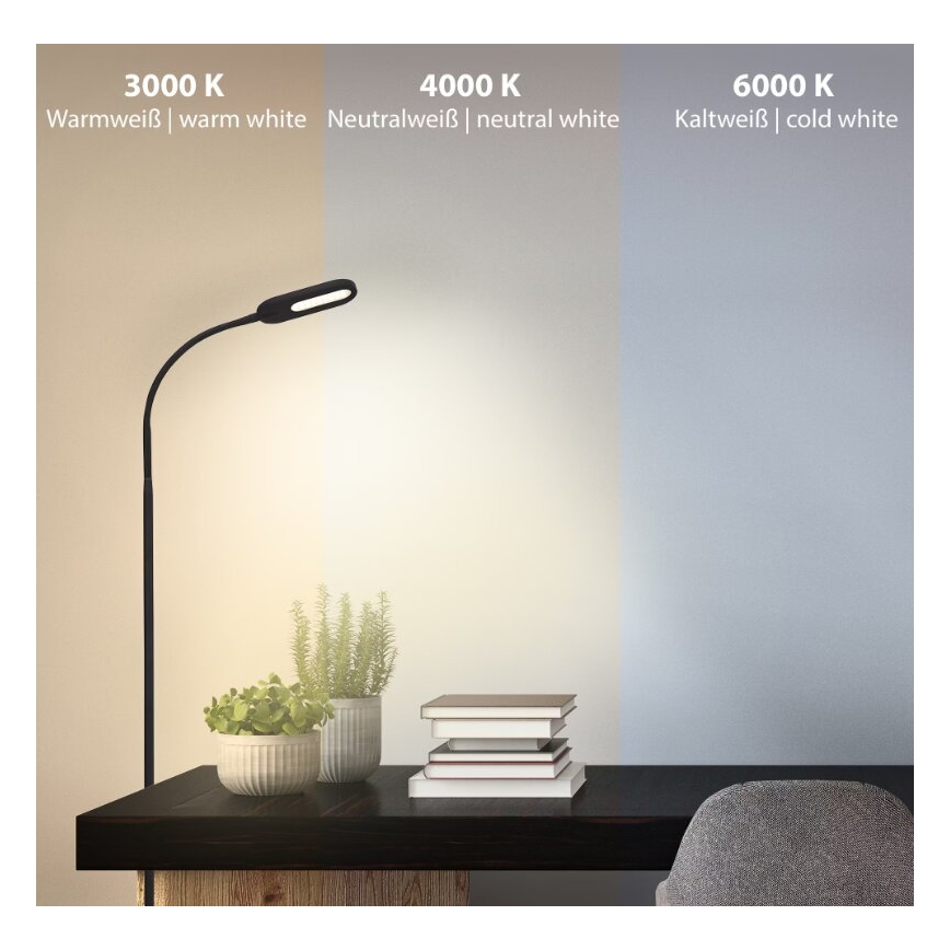 Briloner 1297-015 - LED Stmívatelná flexibilní stojací lampa LED/6,6W/230V 3000K/4000K/6000K