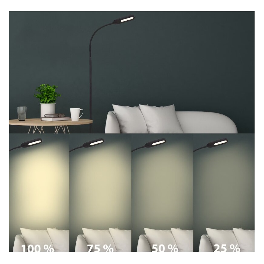 Briloner 1297-015 - LED Stmívatelná flexibilní stojací lampa LED/6,6W/230V 3000K/4000K/6000K