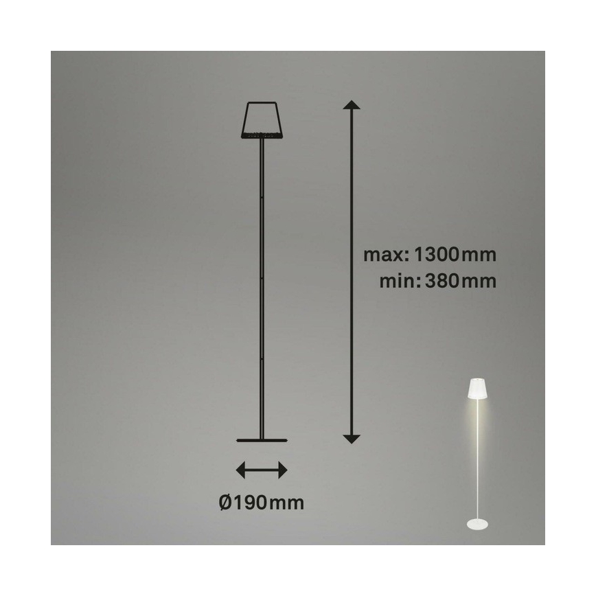 Briloner 1438016 - LED Stmívatelná dotyková stojací lampa 3v1 LED/3,5W/5V IP44 3000K 38-130 cm bílá
