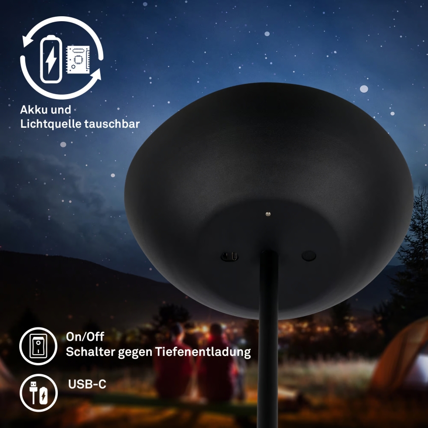 Briloner 1500015 - LED Stmívatelná stojací lampa ESTATE LED/8W/5V 4000 mAh černá