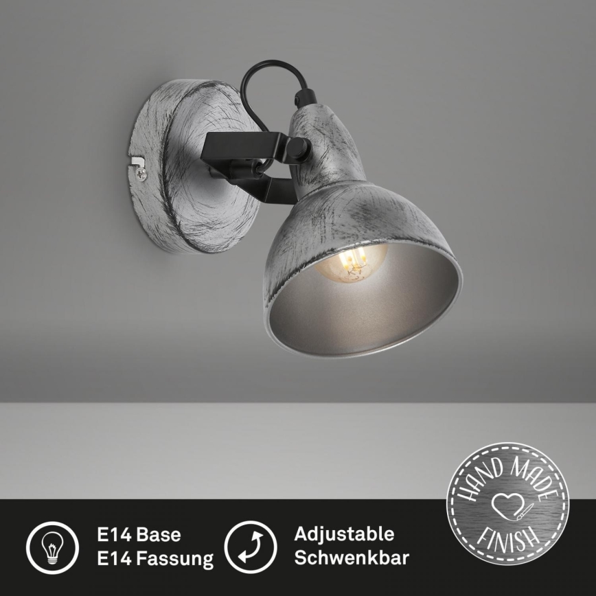 Briloner 2049-014 - Nástěnné bodové svítidlo RETRO 1xE14/40W/230V šedá