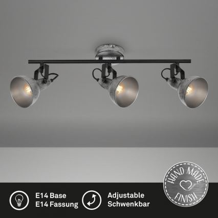 Briloner 2049-034 - Bodové svítidlo RETRO 3xE14/40W/230V šedá