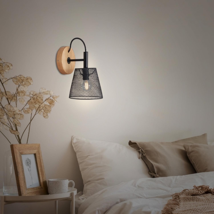 Briloner 2077-015 - Nástěnné svítidlo WOOD & STYLE 1xE14/25W/230V kaučukovník