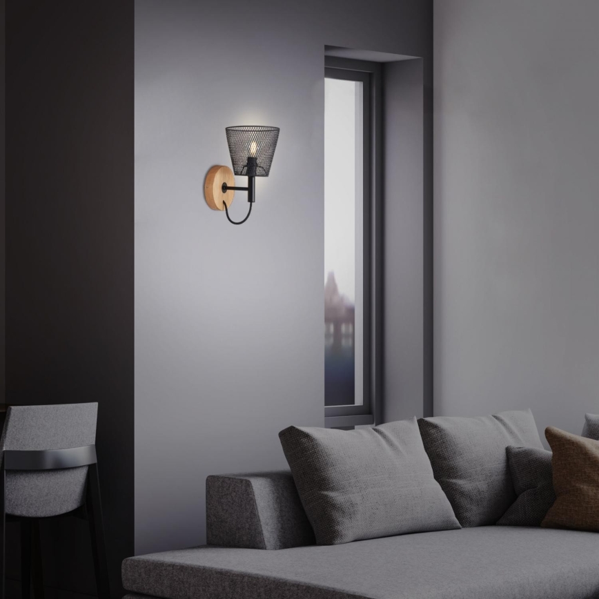 Briloner 2077-015 - Nástěnné svítidlo WOOD & STYLE 1xE14/25W/230V kaučukovník