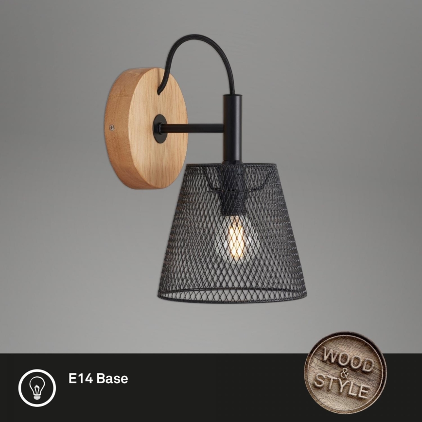 Briloner 2077-015 - Nástěnné svítidlo WOOD & STYLE 1xE14/25W/230V kaučukovník