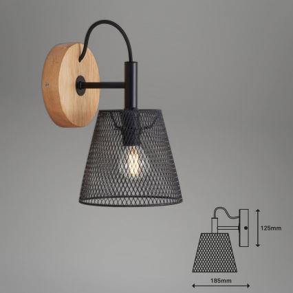 Briloner 2077-015 - Nástěnné svítidlo WOOD & STYLE 1xE14/25W/230V kaučukovník