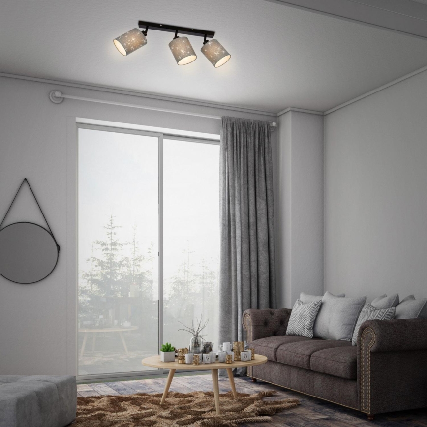 Briloner 2078-034 - Bodové svítidlo SPOTLIGHT 3xE27/25W/230V šedá/černá