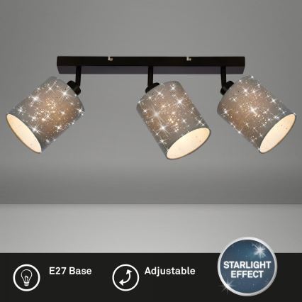 Briloner 2078-034 - Bodové svítidlo SPOTLIGHT 3xE27/25W/230V šedá/černá