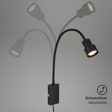 Briloner 2085-015 - LED Dotyková nástěnná lampa TUSI 1xGU10/5W/230V černá