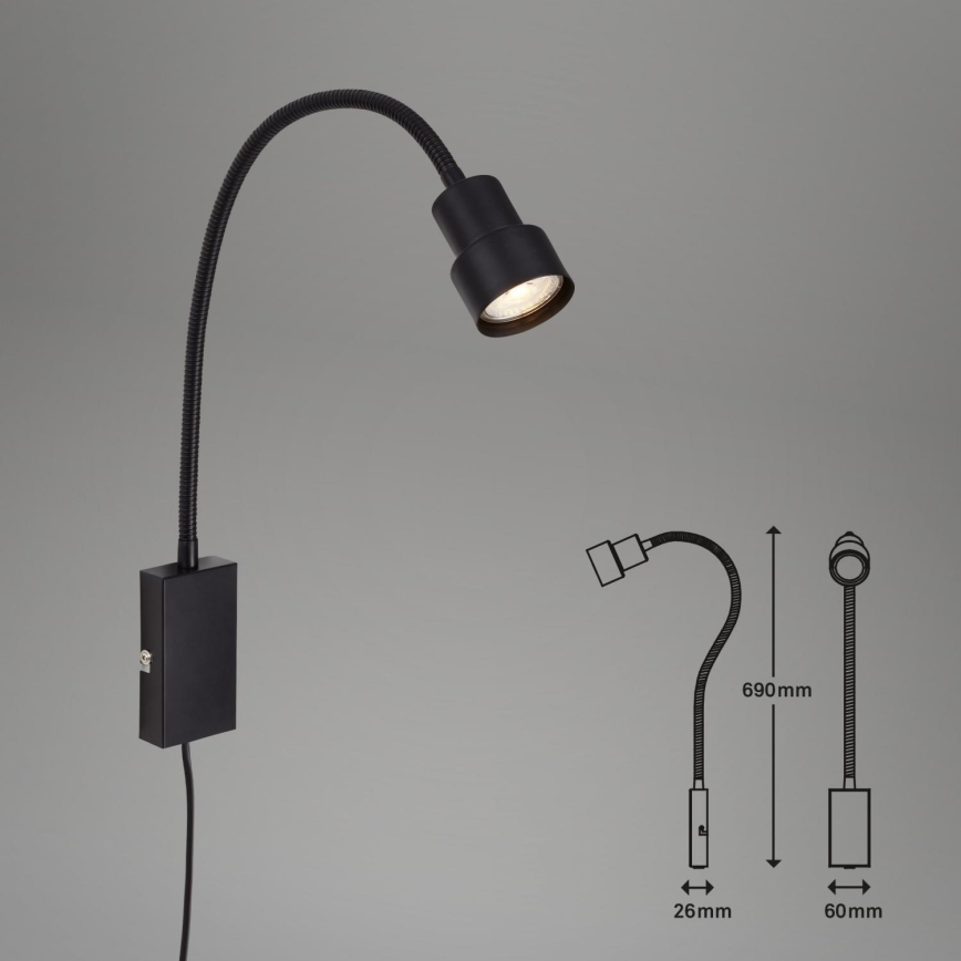 Briloner 2085-015 - LED Dotyková nástěnná lampa TUSI 1xGU10/5W/230V černá