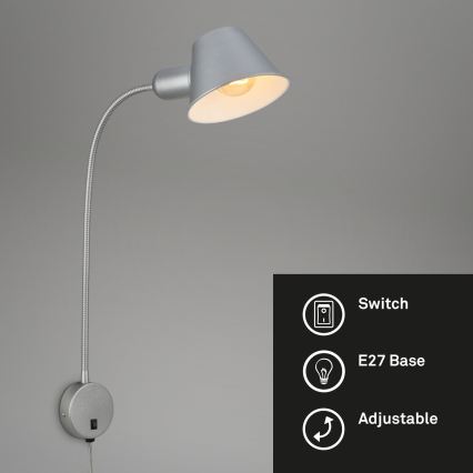 Briloner 2089-014 - Flexibilní nástěnná lampa BRELLO 1xE27/10W/230V matný chrom