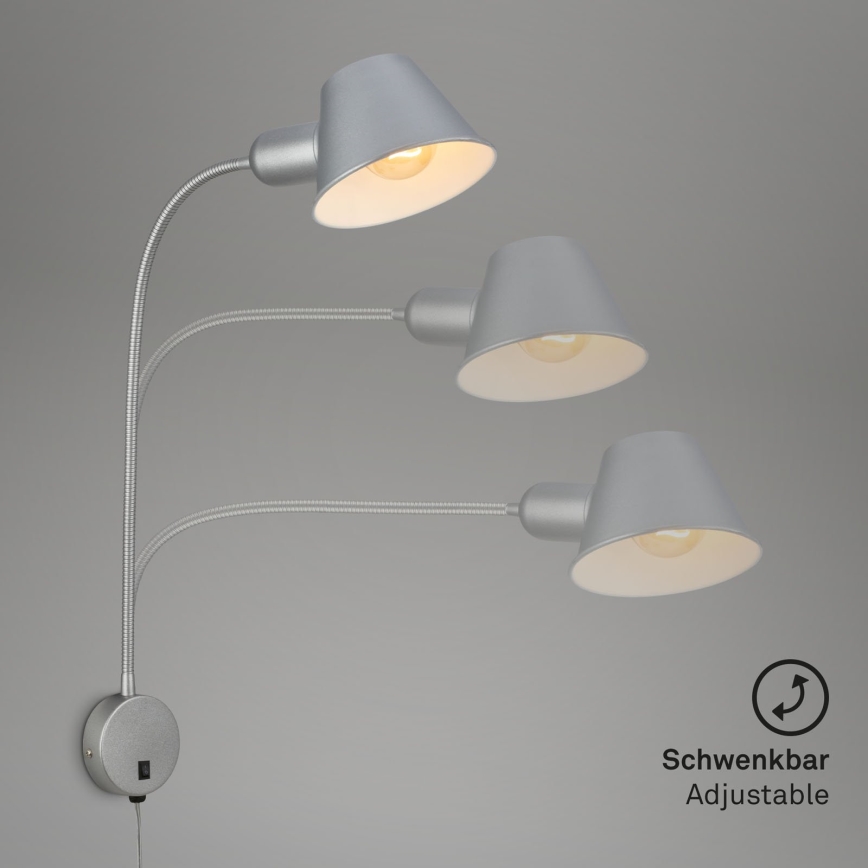 Briloner 2089-014 - Flexibilní nástěnná lampa BRELLO 1xE27/10W/230V matný chrom