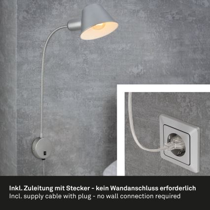 Briloner 2089-014 - Flexibilní nástěnná lampa BRELLO 1xE27/10W/230V matný chrom