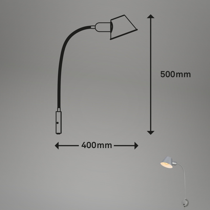 Briloner 2089-014 - Flexibilní nástěnná lampa BRELLO 1xE27/10W/230V matný chrom