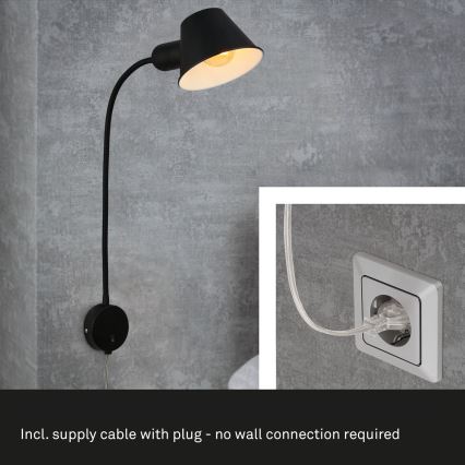 Briloner 2089-015 - Flexibilní nástěnná lampa BRELLO 1xE27/10W/230V černá