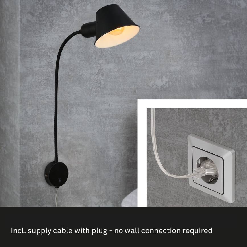 Briloner 2089-015 - Flexibilní nástěnná lampa BRELLO 1xE27/10W/230V černá
