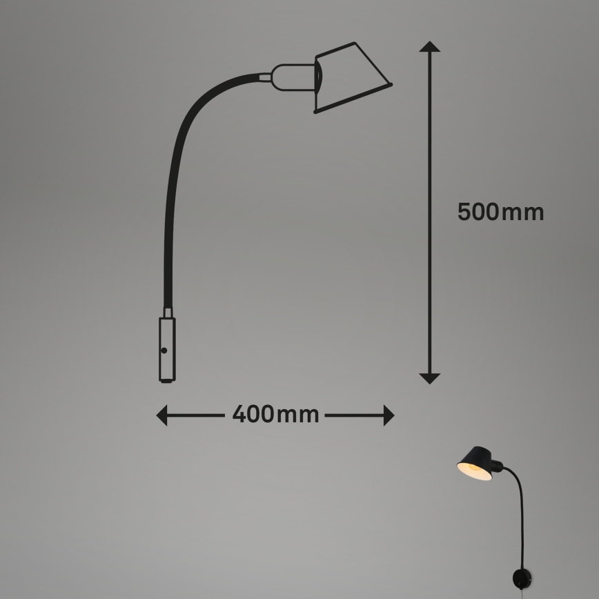 Briloner 2089-015 - Flexibilní nástěnná lampa BRELLO 1xE27/10W/230V černá