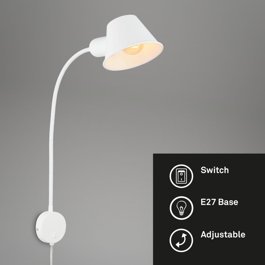 Briloner 2089-016 - Flexibilní nástěnná lampa BRELLO 1xE27/10W/230V bílá