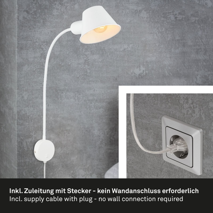 Briloner 2089-016 - Flexibilní nástěnná lampa BRELLO 1xE27/10W/230V bílá